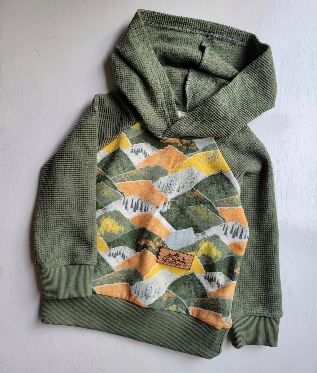 Kids Green Waffle Mountain Hoodie