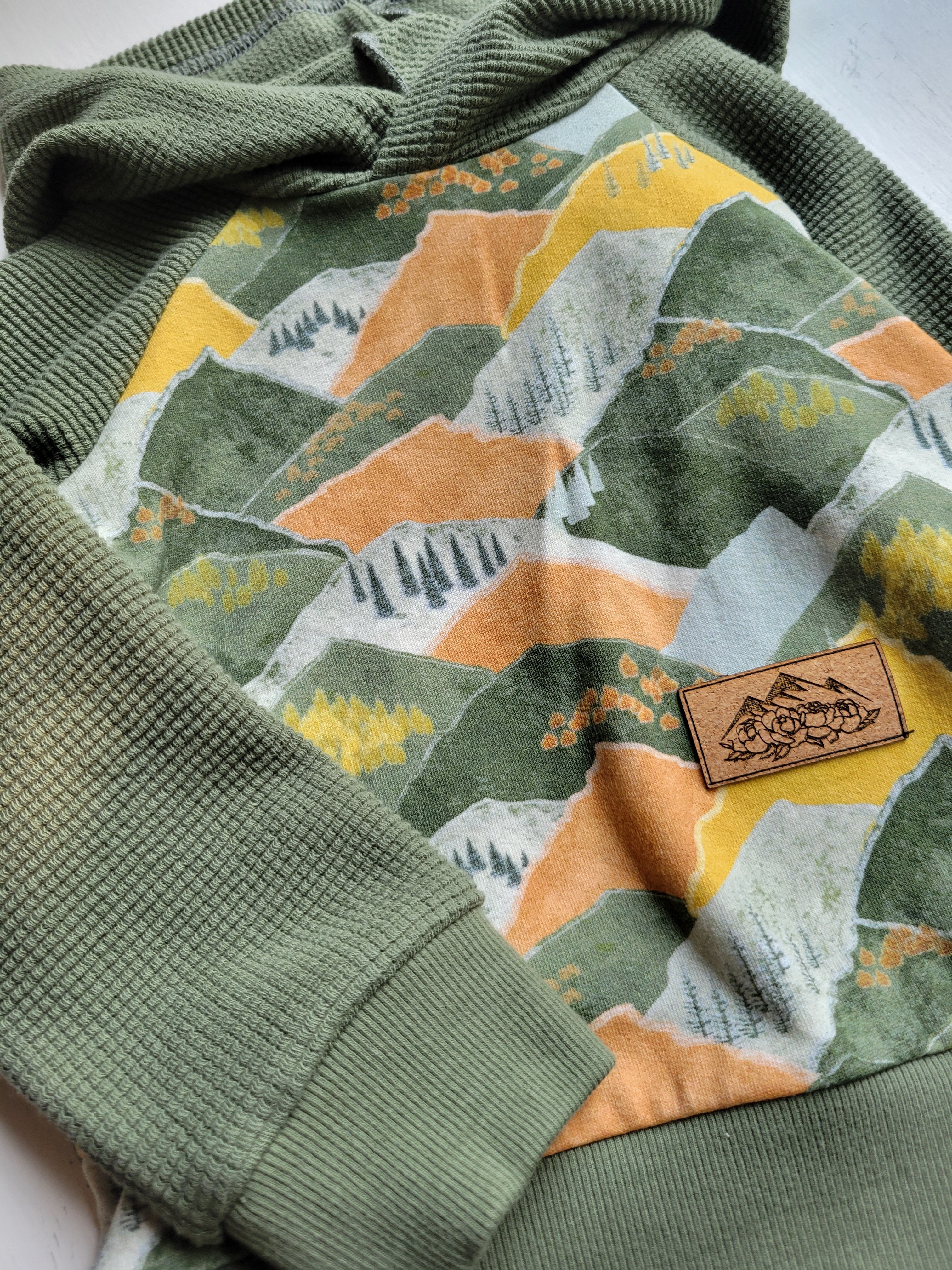 Kids Green Waffle Mountain Hoodie