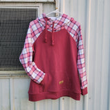 Women's Dark Pink Plaid Hoodie