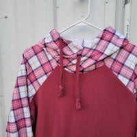 Women's Dark Pink Plaid Hoodie