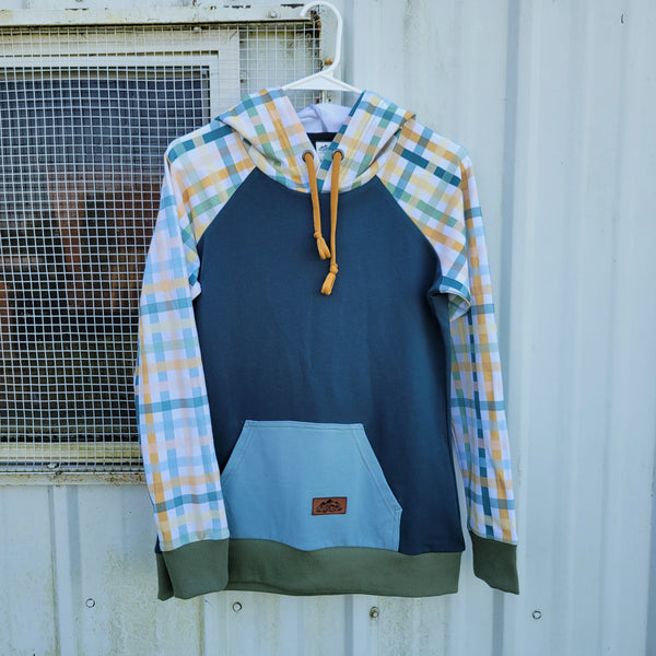 Women's Blue/Green Plaid Hoodie