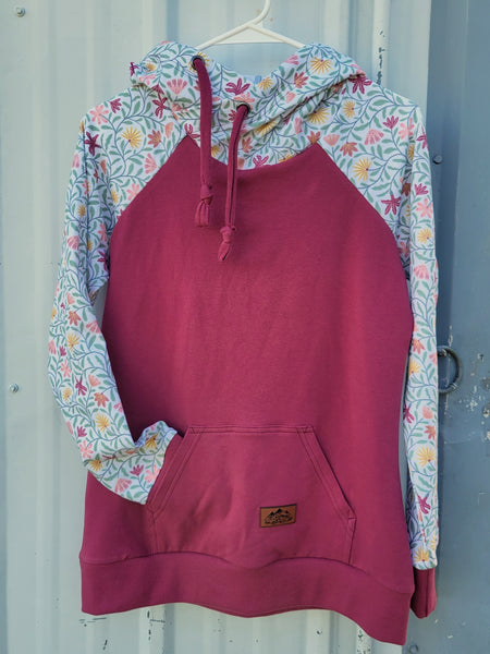 Women's Burgundy Floral Hoodie