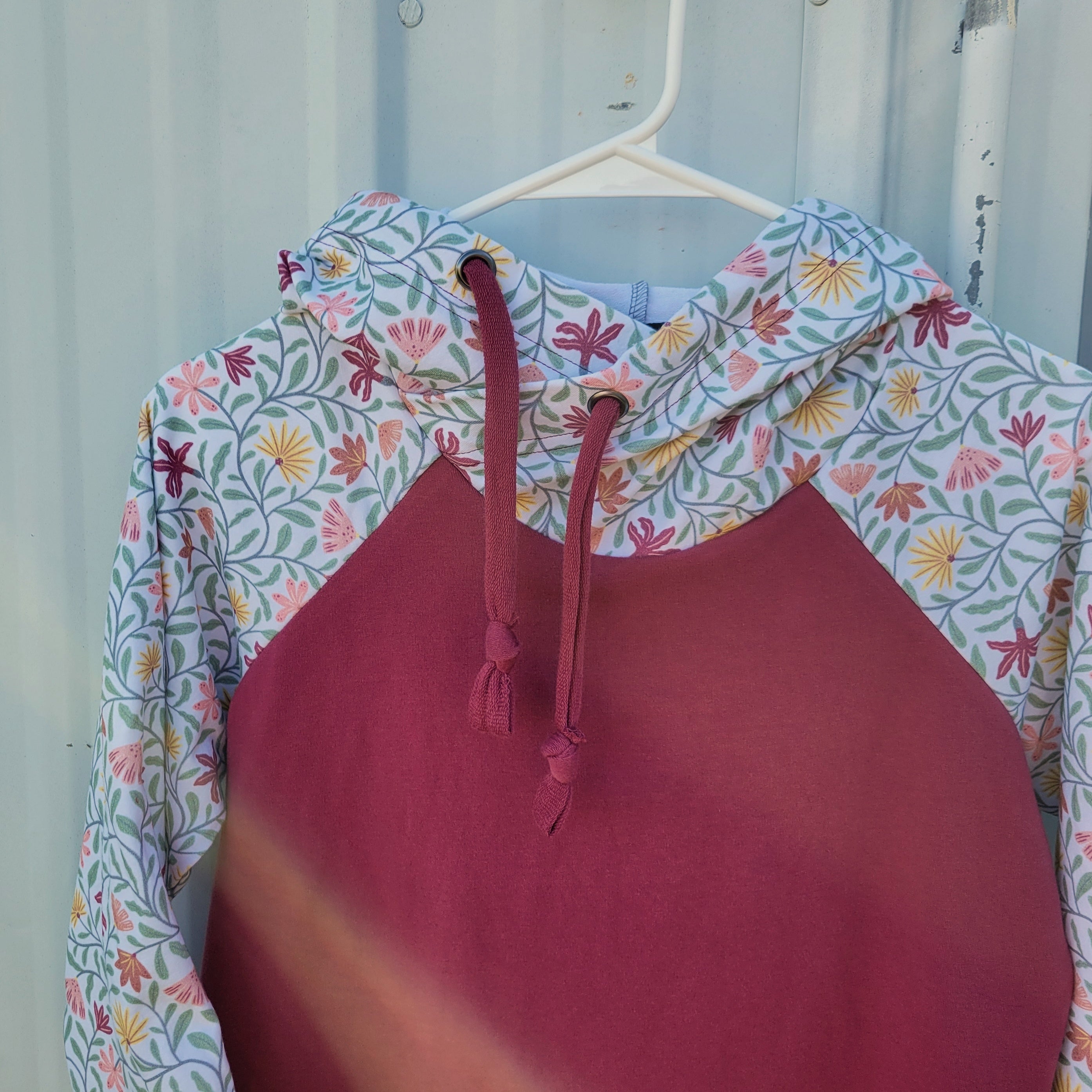 Women's Burgundy Floral Hoodie