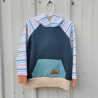 Kids Hoodie - Blue/Peach Stripe