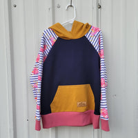 Kids Hoodie - Navy/Gold Stripe Floral