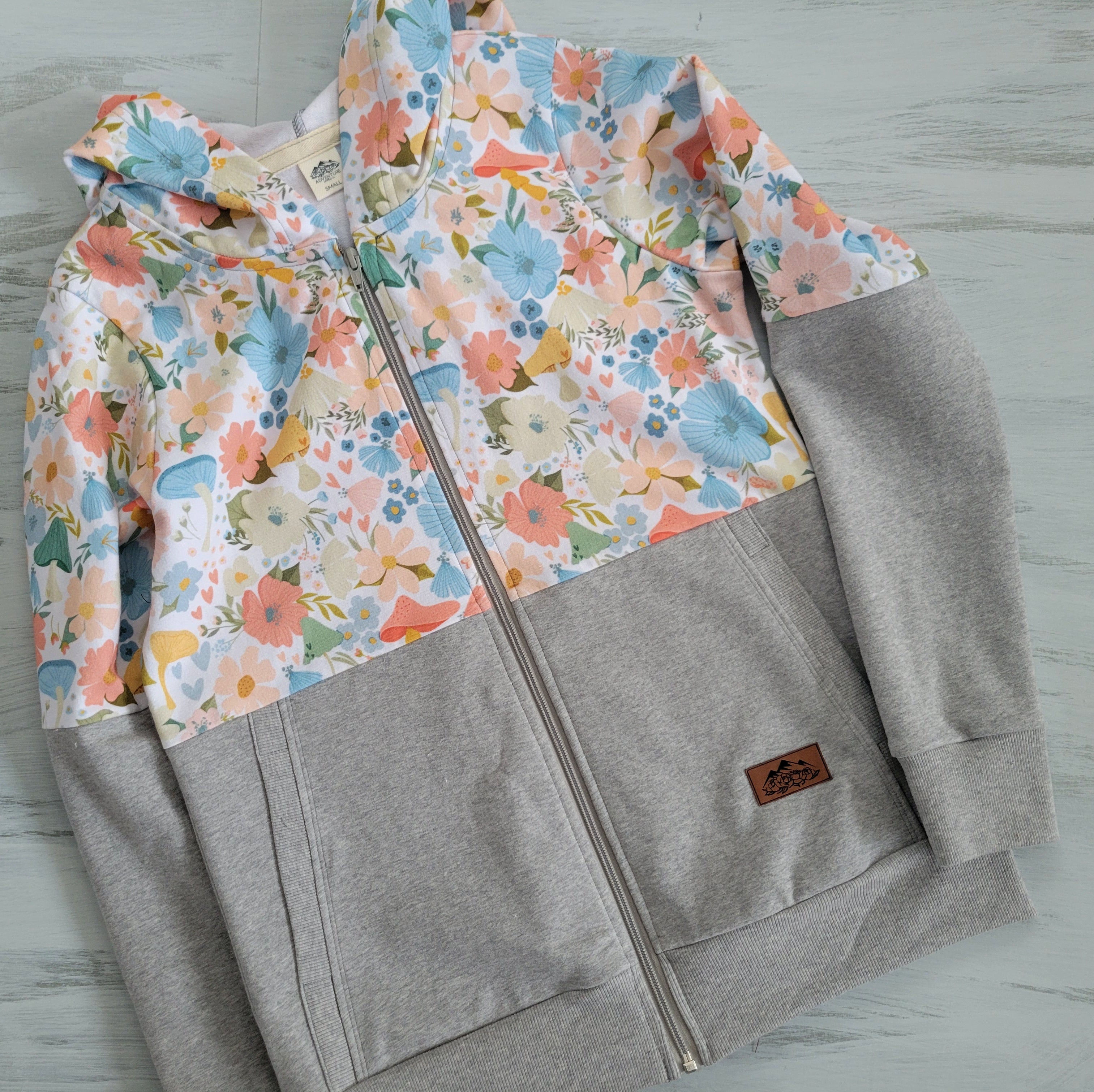 Women's Gray/Floral Half-Zip Hoodie