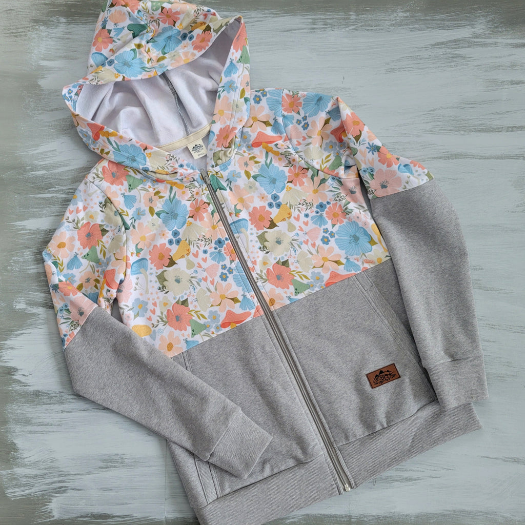 Women's Gray/Floral Half-Zip Hoodie
