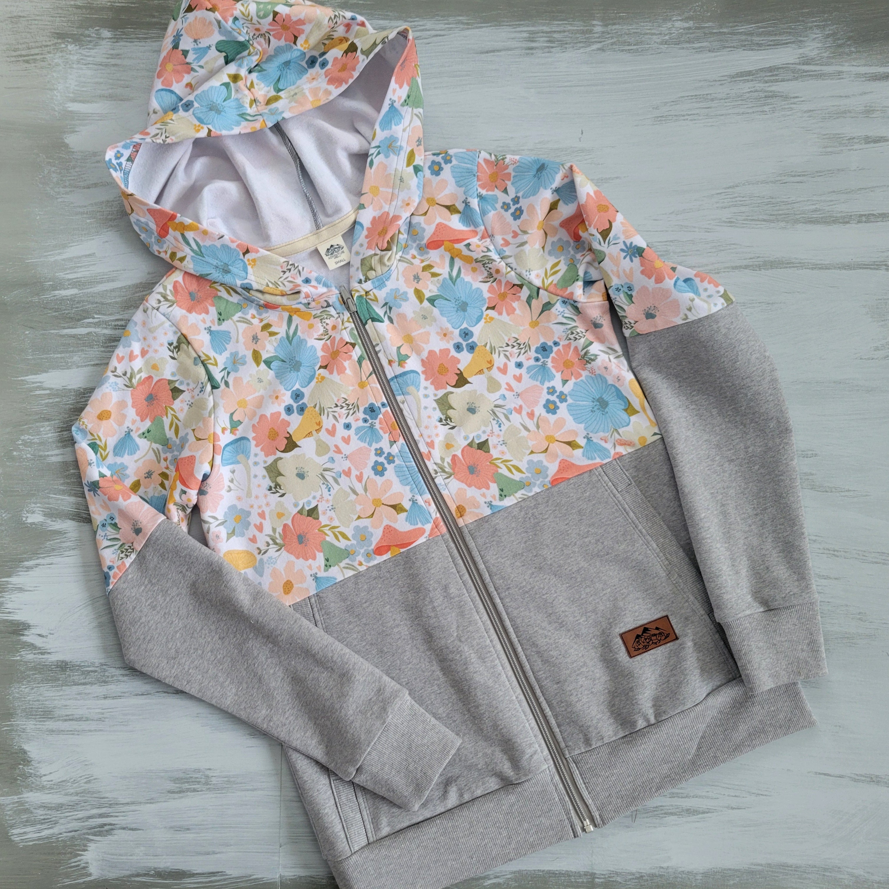 Women's Gray/Floral Half-Zip Hoodie