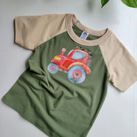 Kids Green Trucks Tshirt - Organic American made Cotton