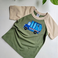 Kids Green Trucks Tshirt - Organic American made Cotton