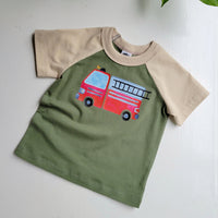 Kids Green Trucks Tshirt - Organic American made Cotton