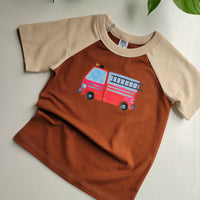 Kids Rust Brown Trucks Tshirt - Organic American made Cotton