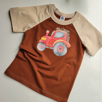 Kids Rust Brown Trucks Tshirt - Organic American made Cotton