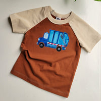 Kids Rust Brown Trucks Tshirt - Organic American made Cotton