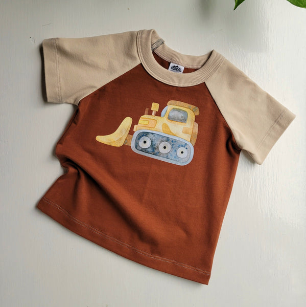 Kids Rust Brown Trucks Tshirt - Organic American made Cotton