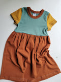Colorful Girls Dresses -Blue, Rust, Gold, Green - Organic American made Cotton