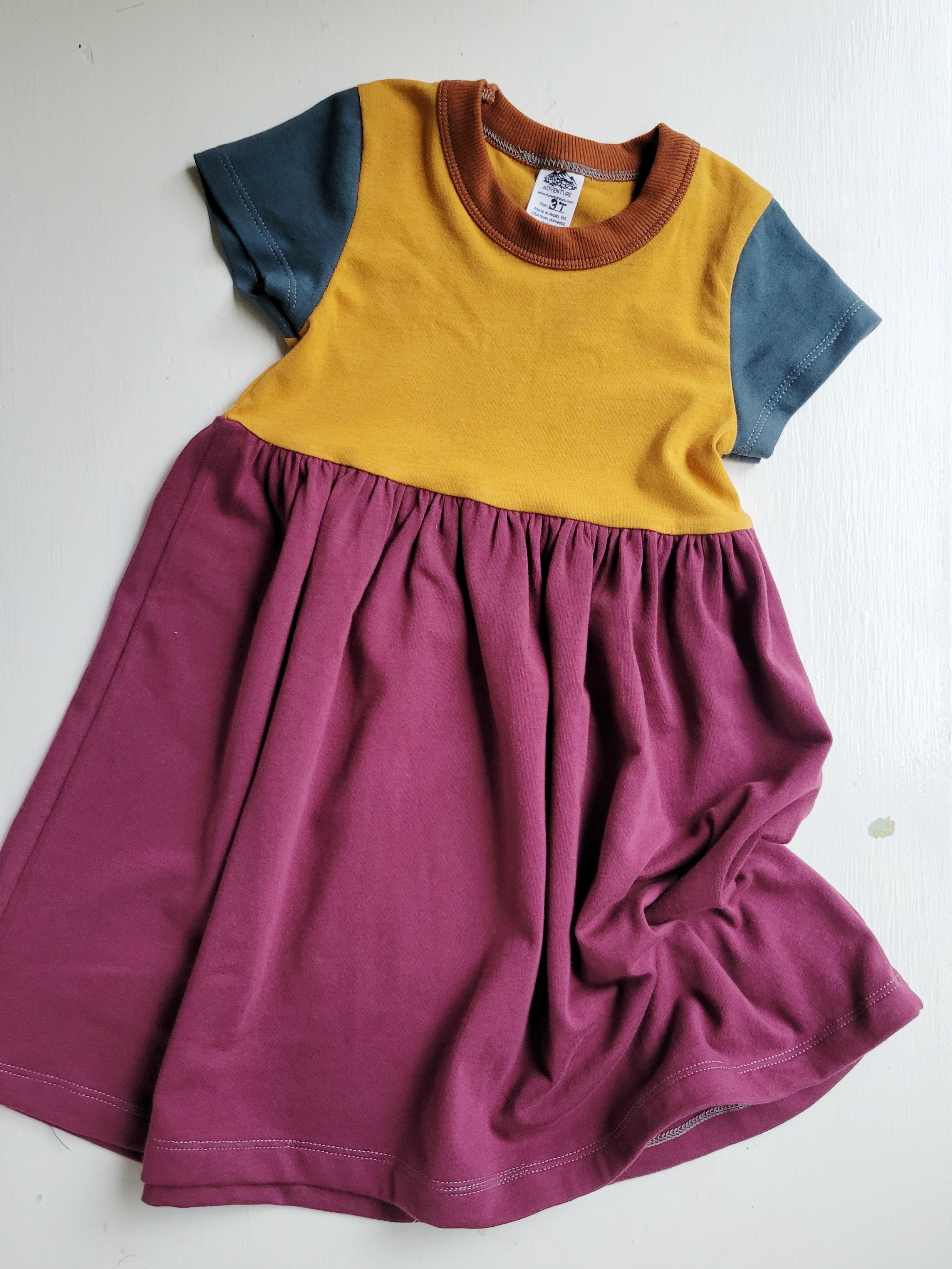 Colorful Girls Dresses -Blue, Rust, Gold, Green - Organic American made Cotton