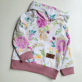 Kids Pink Floral hoodie - American Made Cotton Fabric