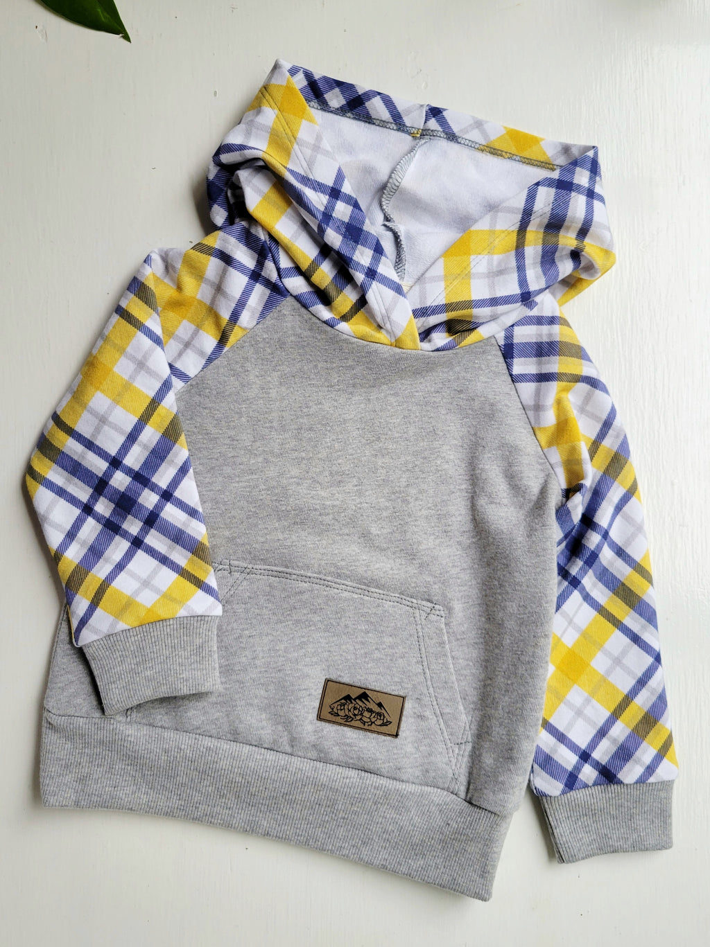 Kids Grey Plaid hoodie - American Made Cotton Fabric