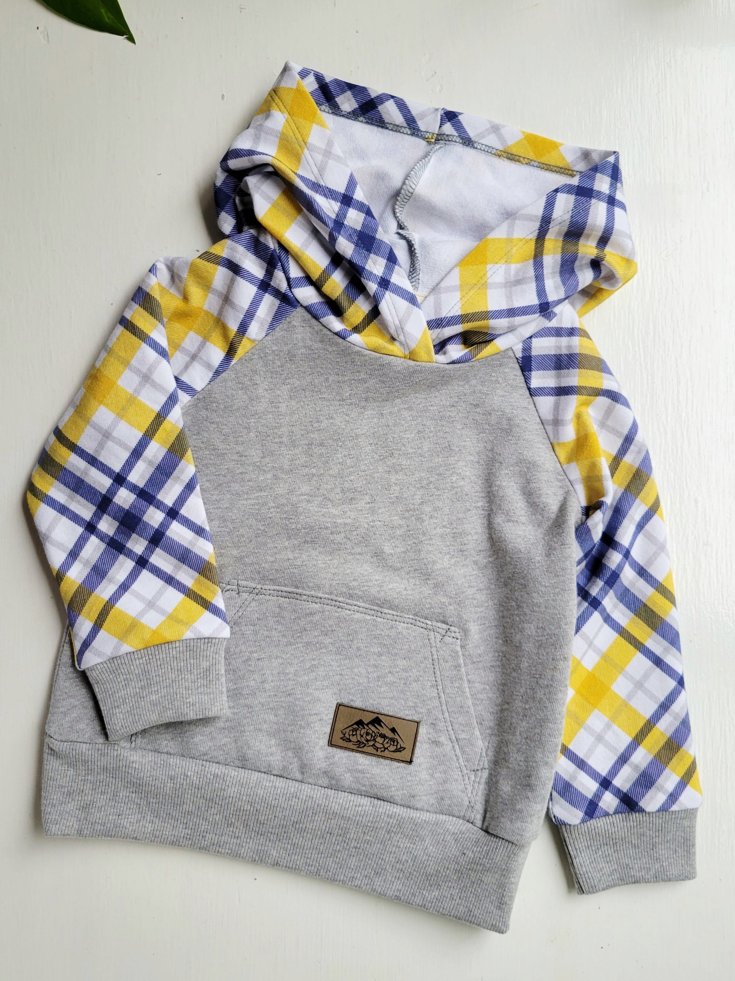Kids Grey Plaid hoodie - American Made Cotton Fabric