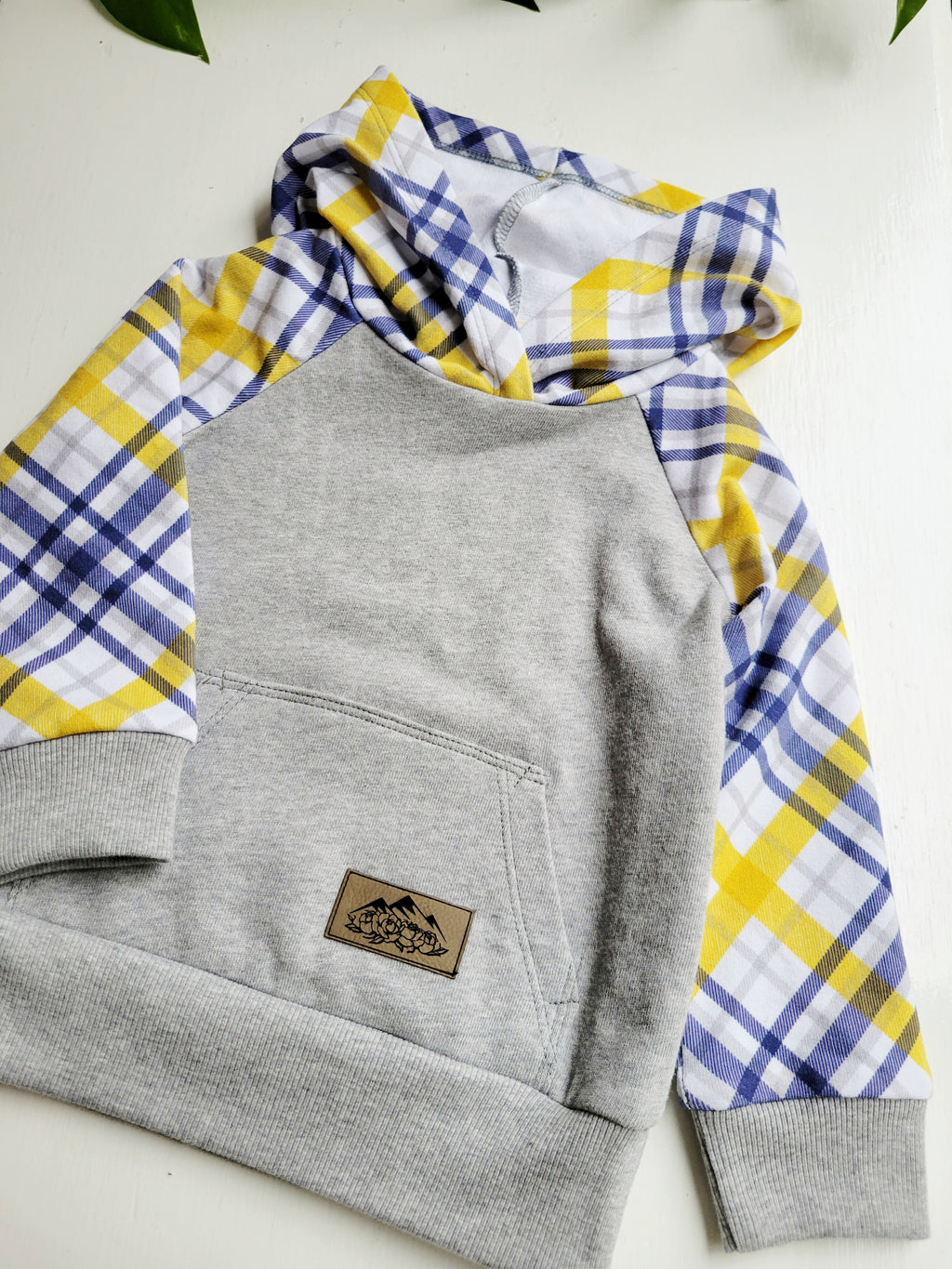 Kids Grey Plaid hoodie - American Made Cotton Fabric