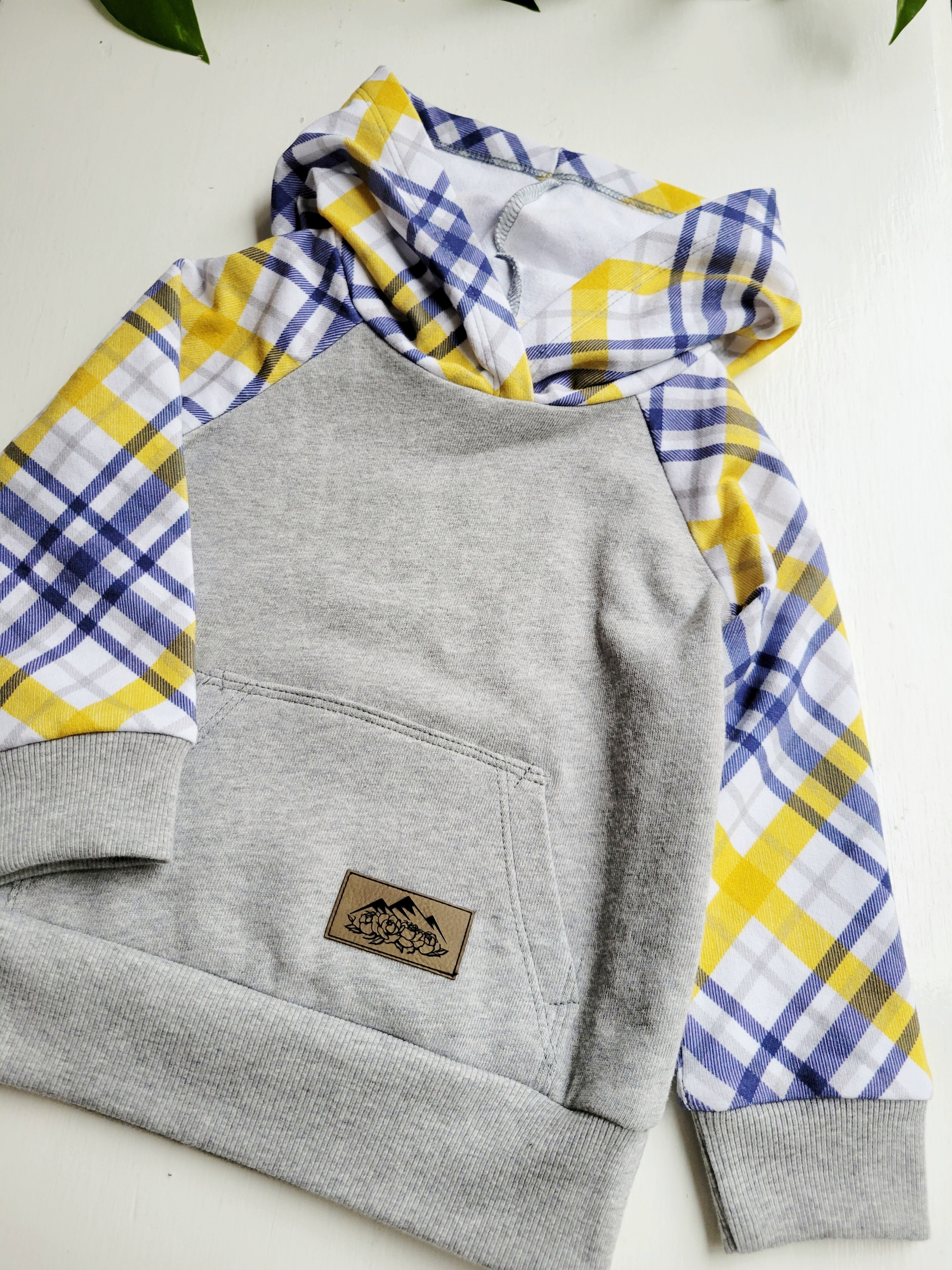 Kids Grey Plaid hoodie - American Made Cotton Fabric
