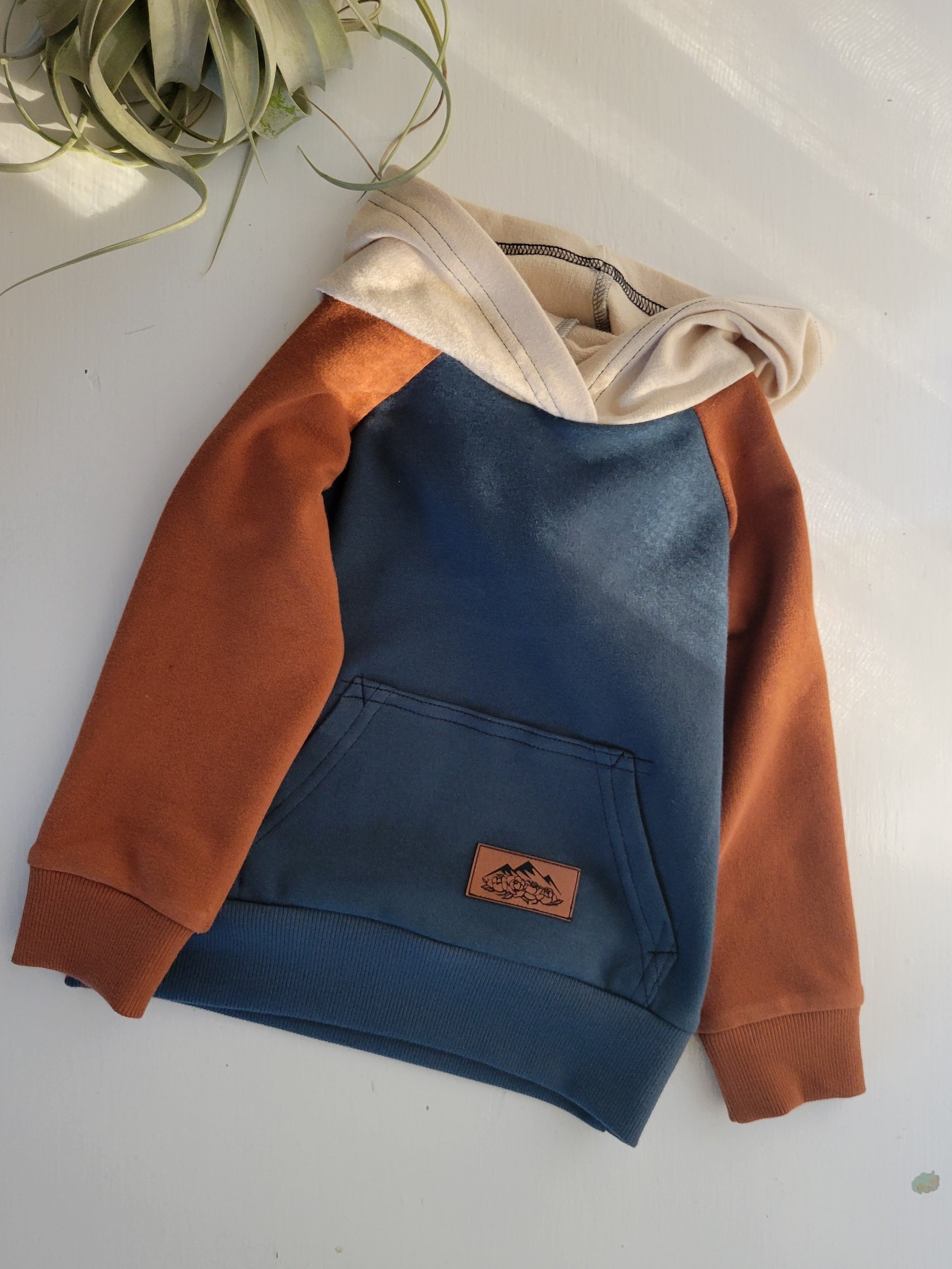 Kids Colorblock hoodies - Cream, Cinnamon, Dark Teal