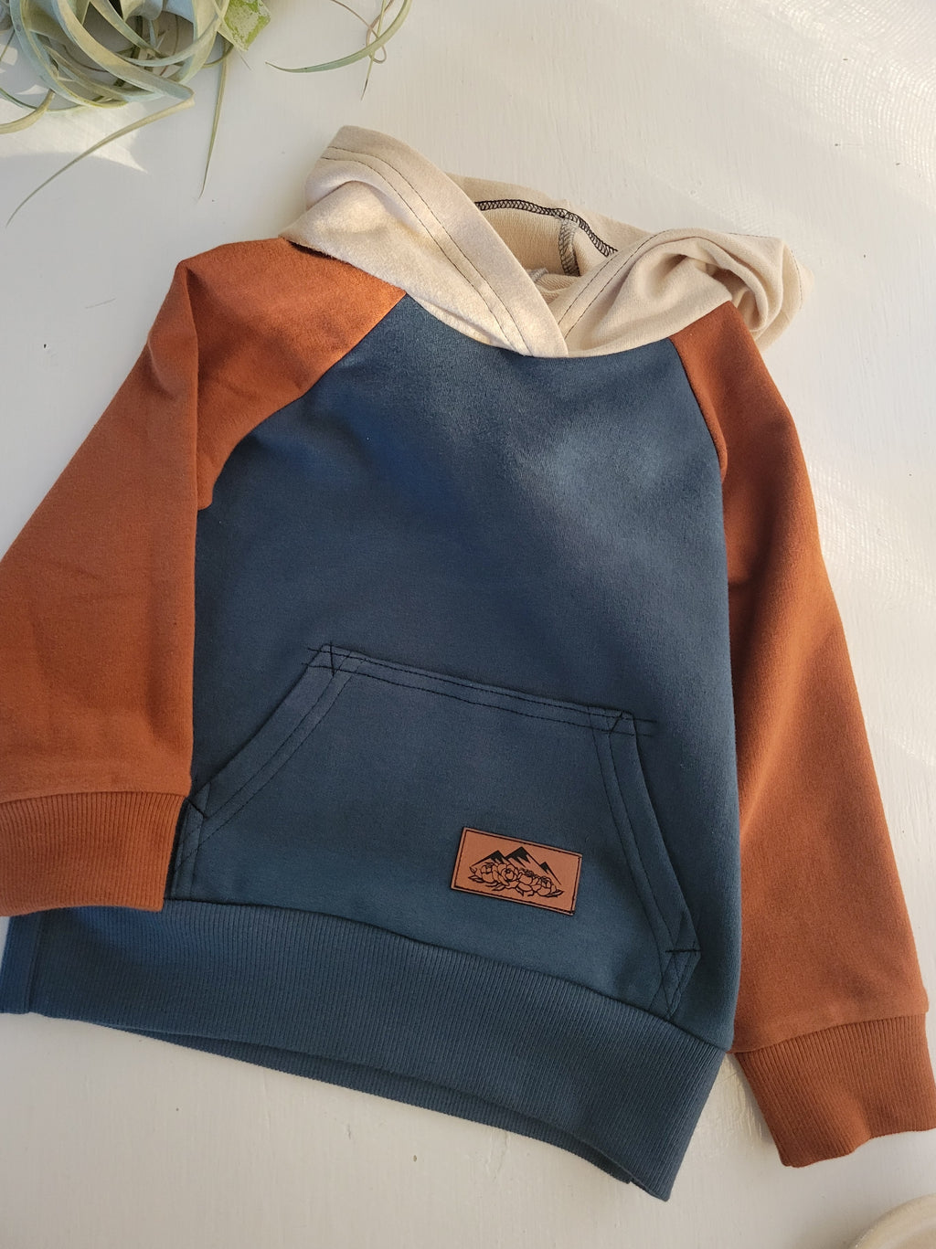 Kids Colorblock hoodies - Cream, Cinnamon, Dark Teal