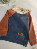 Kids Colorblock hoodies - Cream, Cinnamon, Dark Teal