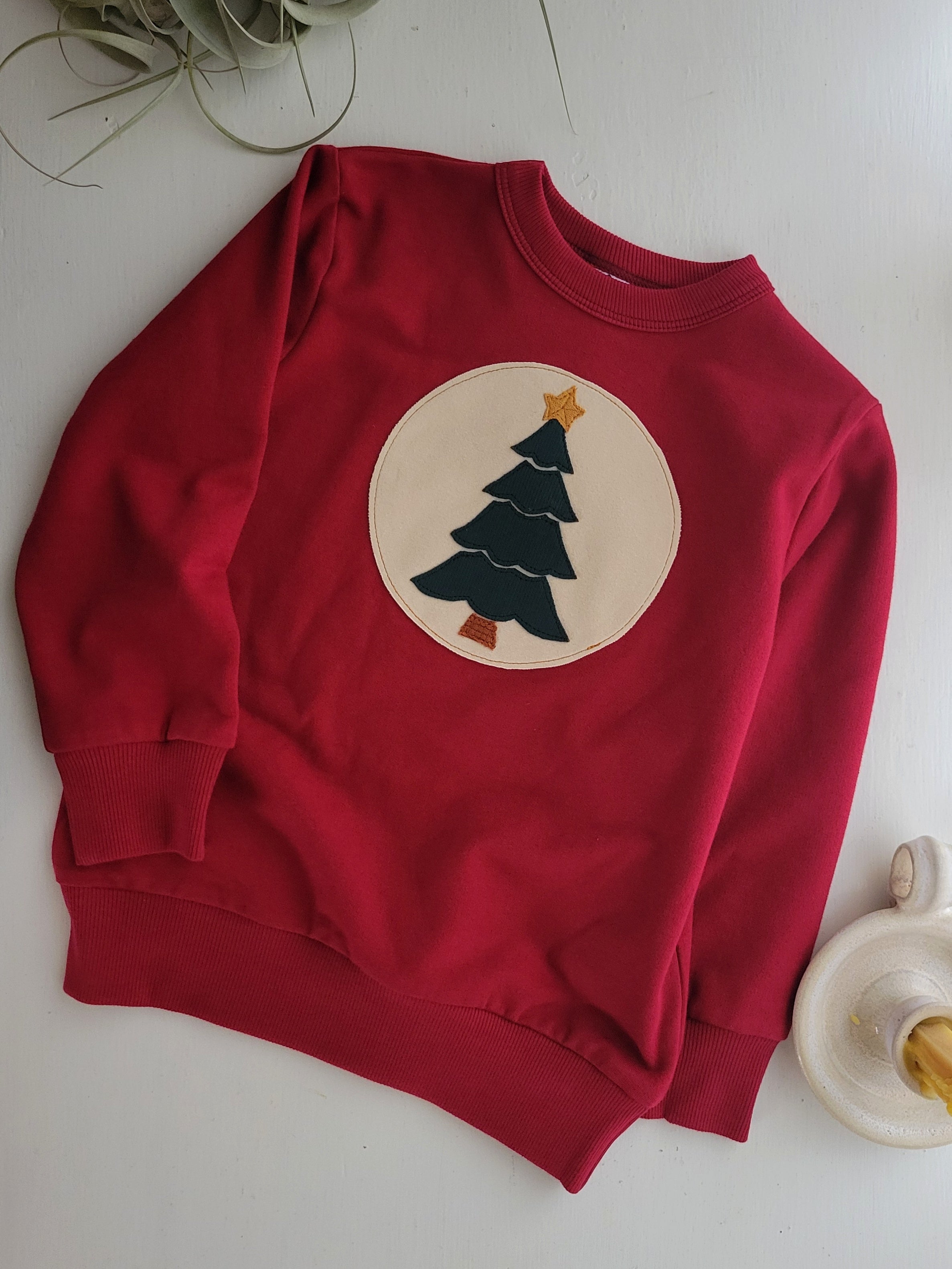 Kids Christmas Pullover - Scarlet Red - Organic American Made Cotton