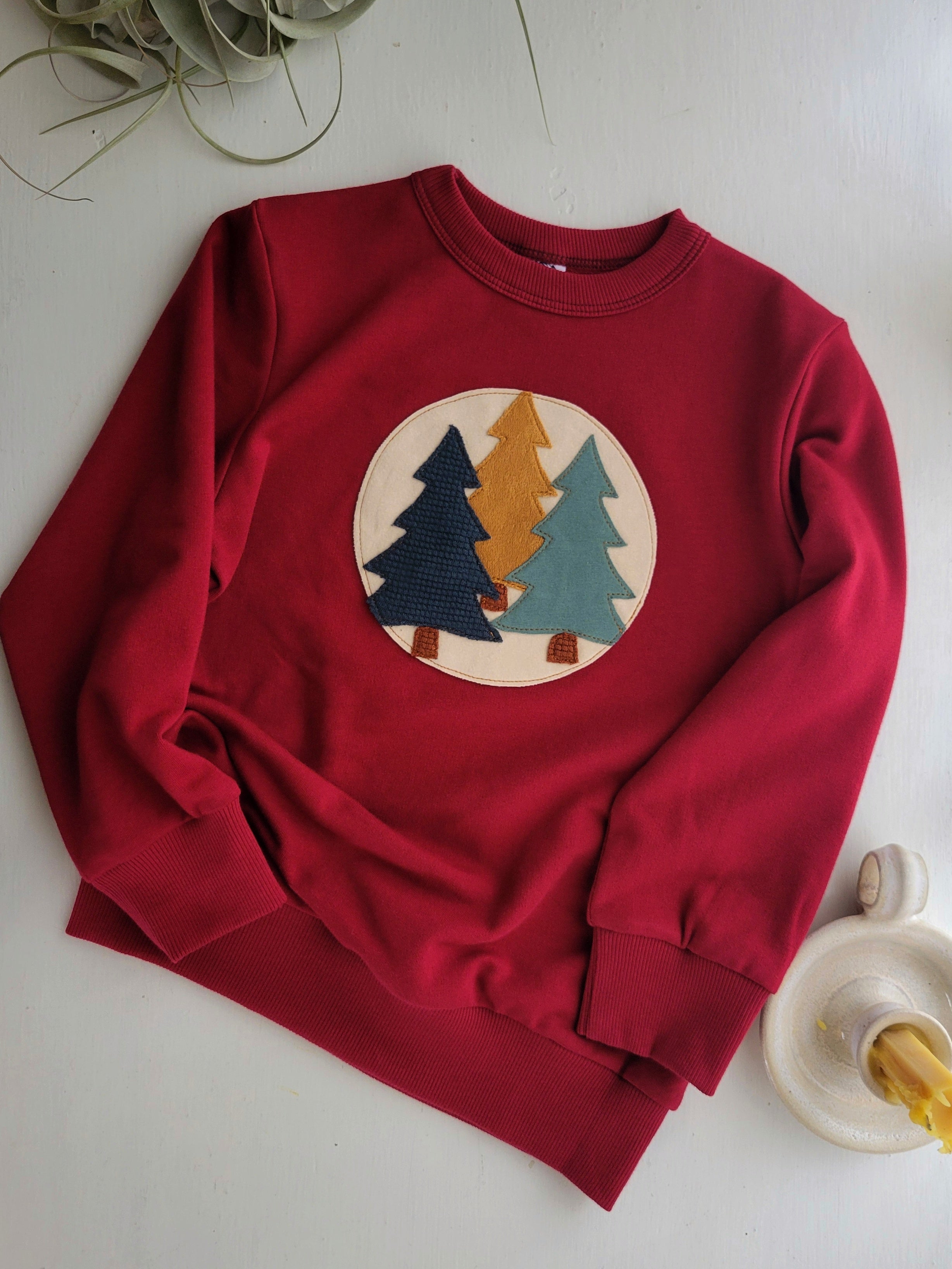 Kids Christmas Pullover - Scarlet Red - Organic American Made Cotton