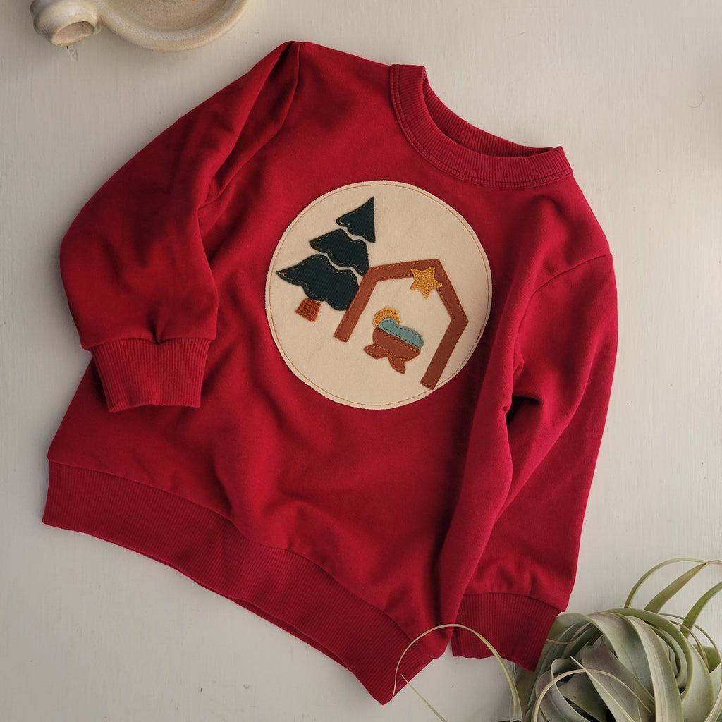 Kids Christmas Pullover - Scarlet Red - Organic American Made Cotton