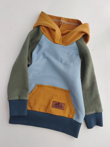 Kids Colorful Hoodie- Light Blue, Green, Yellow