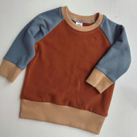 Toddler Crew Pullover - Rust/Blue/Tan