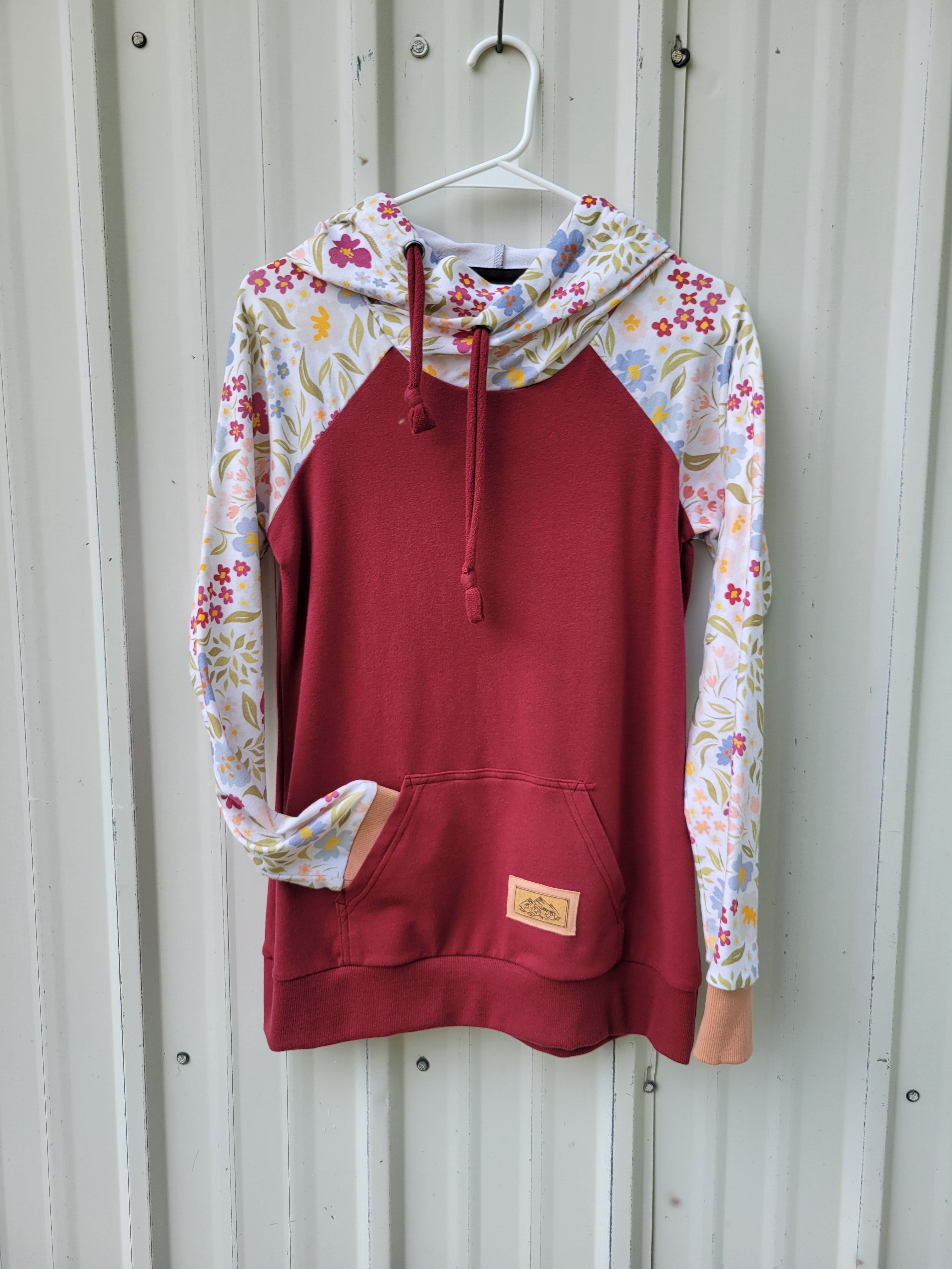 Women's Burgundy Coral Floral Hoodie