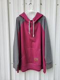 Women's Cotton Fleece Hoodie - Magenta/Grey