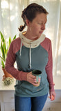 Women's Colorblock Hoodies - Cloud, Fig, Northwoods