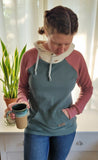 Women's Colorblock Hoodies - Cloud, Fig, Northwoods