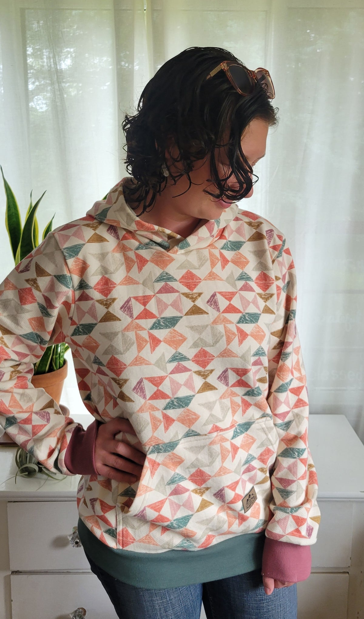 Adult Quilt Print Cotton Fleece Hoodie