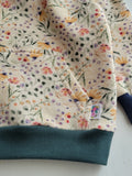 Kids Blue/Green Floral Cotton Fleece Hoodie
