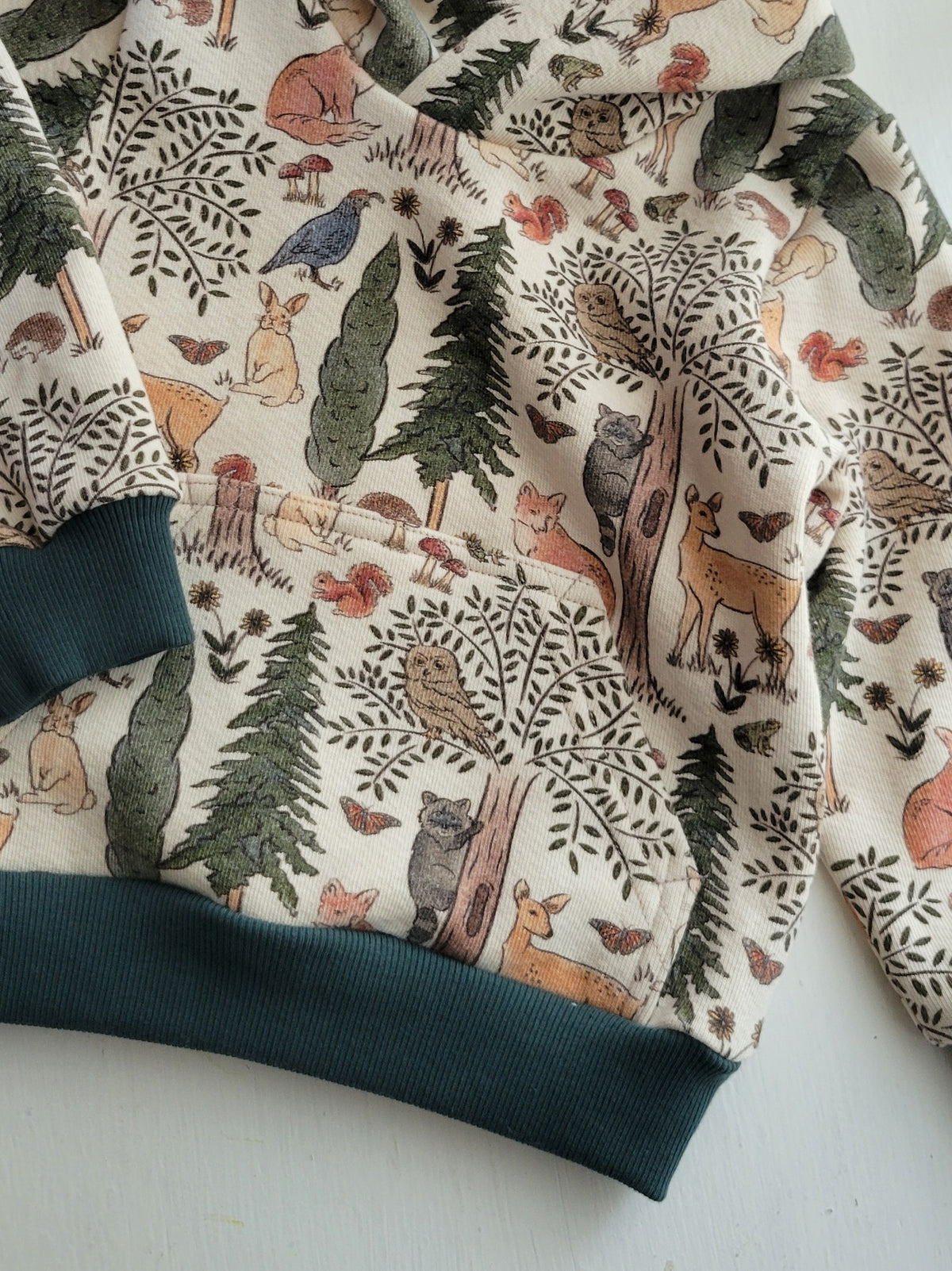 Kids Woodland Creatures Cotton Fleece Hoodie