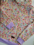 Adult Bright Purple Floral Cotton Fleece Hoodie