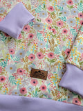 Adult Bright Purple Floral Cotton Fleece Hoodie
