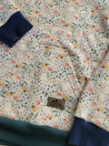 Adult Blue/Green Floral Cotton Fleece Hoodie