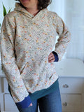Adult Blue/Green Floral Cotton Fleece Hoodie