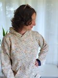Adult Blue/Green Floral Cotton Fleece Hoodie