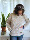 Adult Blue/Green Floral Cotton Fleece Hoodie