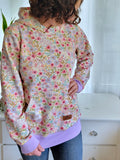 Adult Bright Purple Floral Cotton Fleece Hoodie