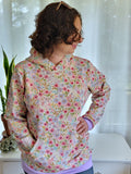 Adult Bright Purple Floral Cotton Fleece Hoodie