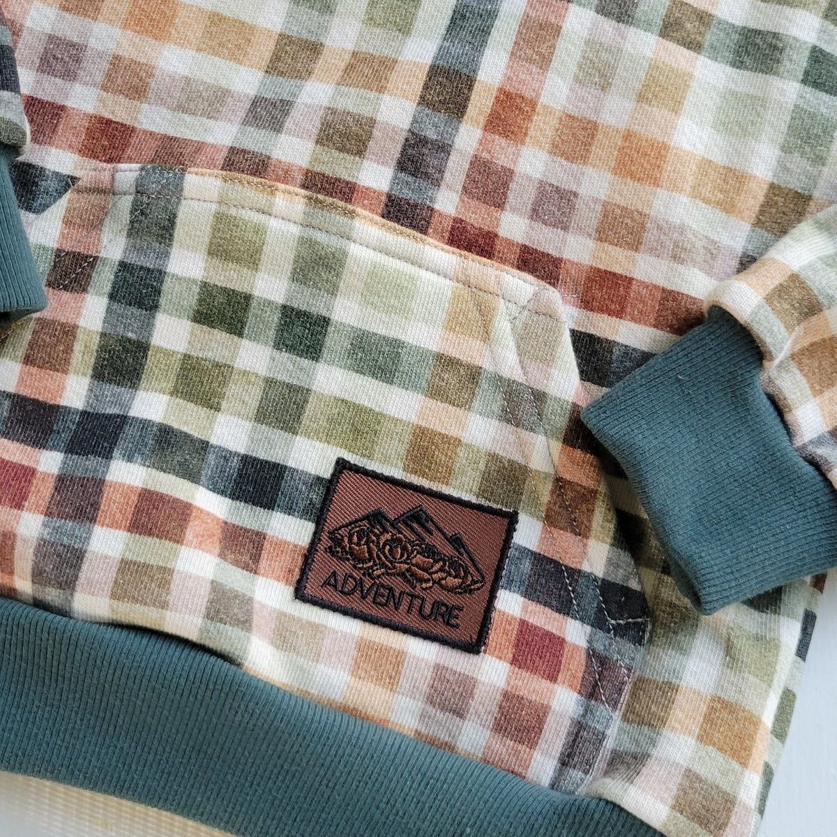 Adult Earthy Plaid Cotton Fleece Hoodie